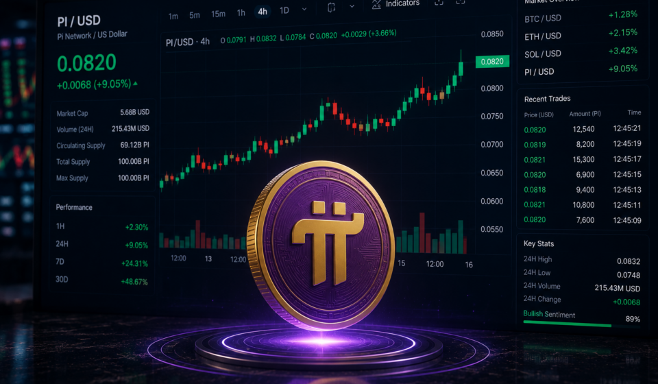 A bullish PI chart at $0.082