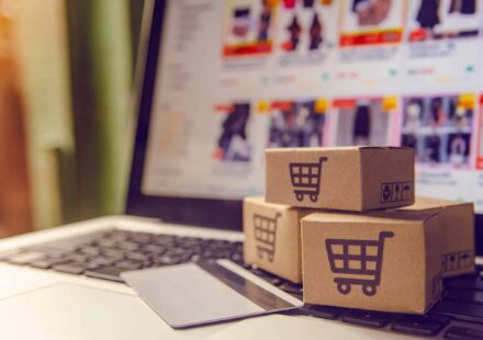 A shopper makes purchases from an online store.
