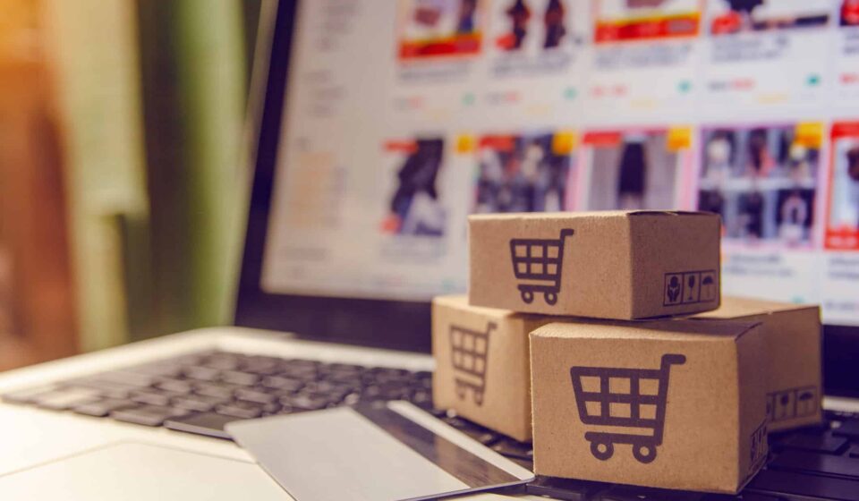 A shopper makes purchases from an online store.